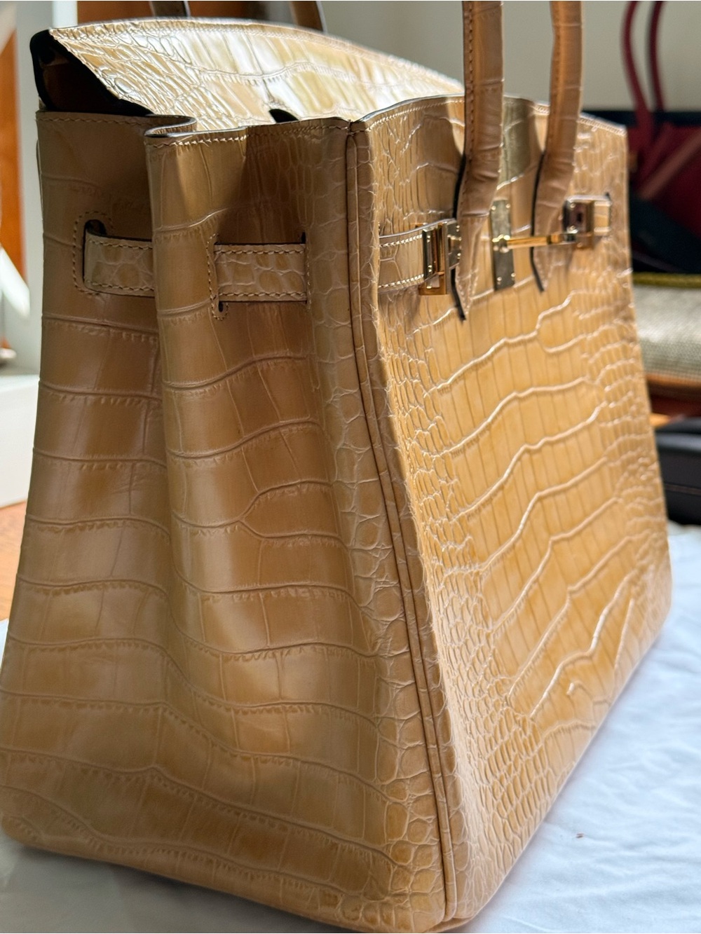 Hermès Birkin 30 Jaune Ambre alligator leather palladium hardware - Picture 4 of 11